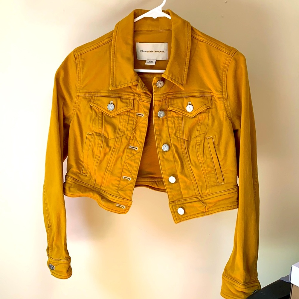 Mustard denim jacket from anthropologie